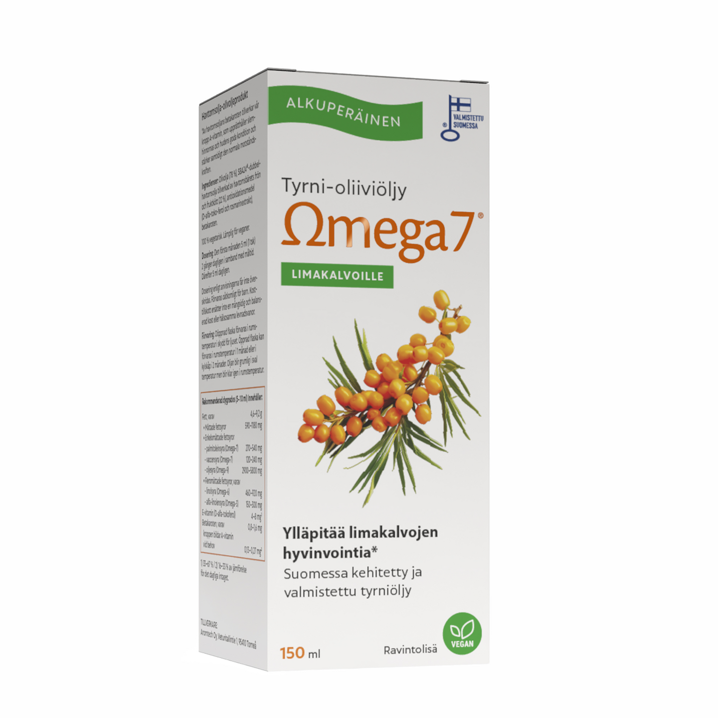 Omega7 SBA24® Tyrni-oliiviöljy Limakalvoille 150 ml