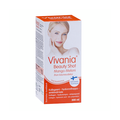 Vivania Beauty Shot Mango-Meloni Kollageeni-hyaluronihappo-sinkki 500 ml