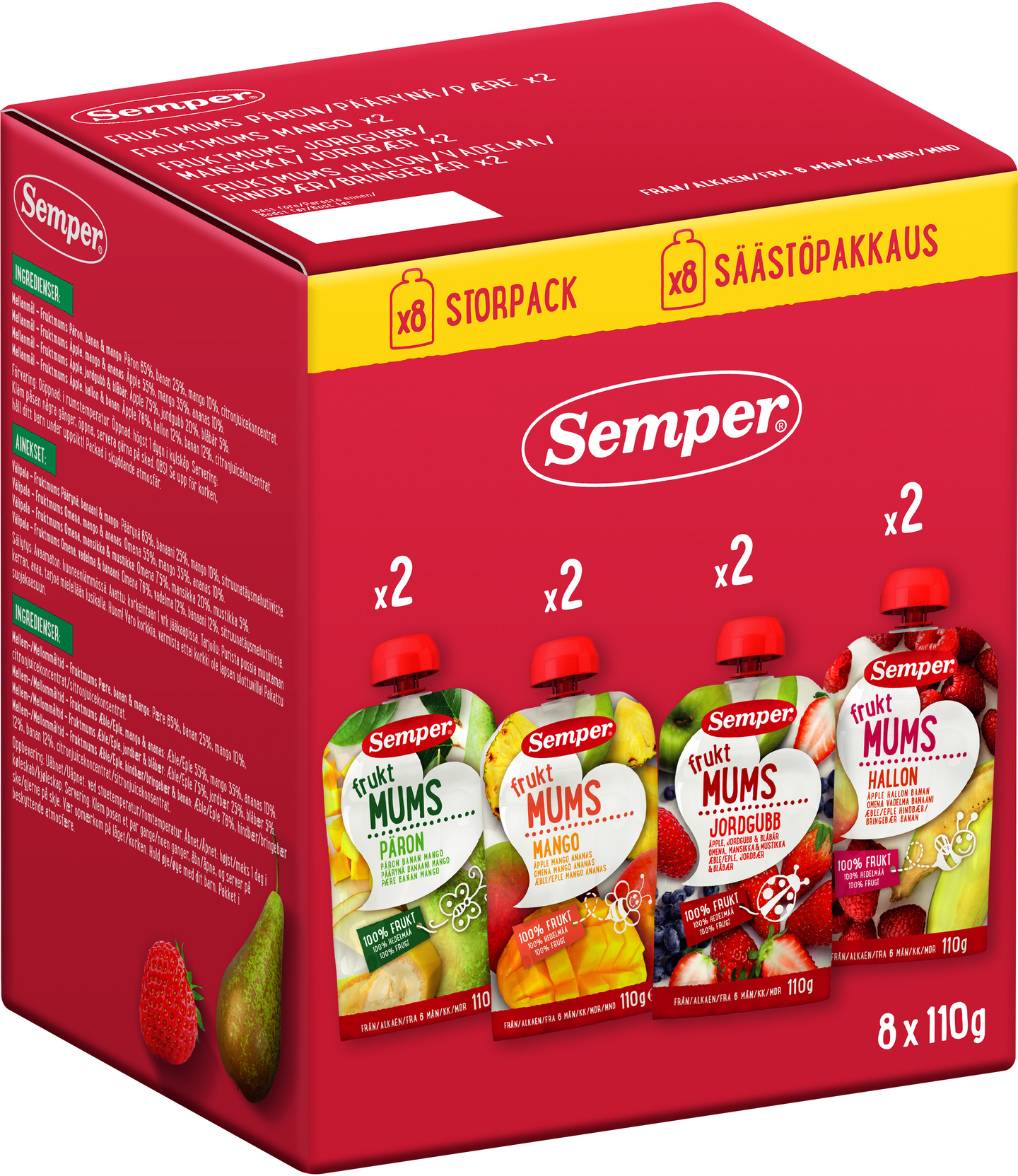 Semper Fruktmums 8x110g säästöpakkaus alkaen 6kk