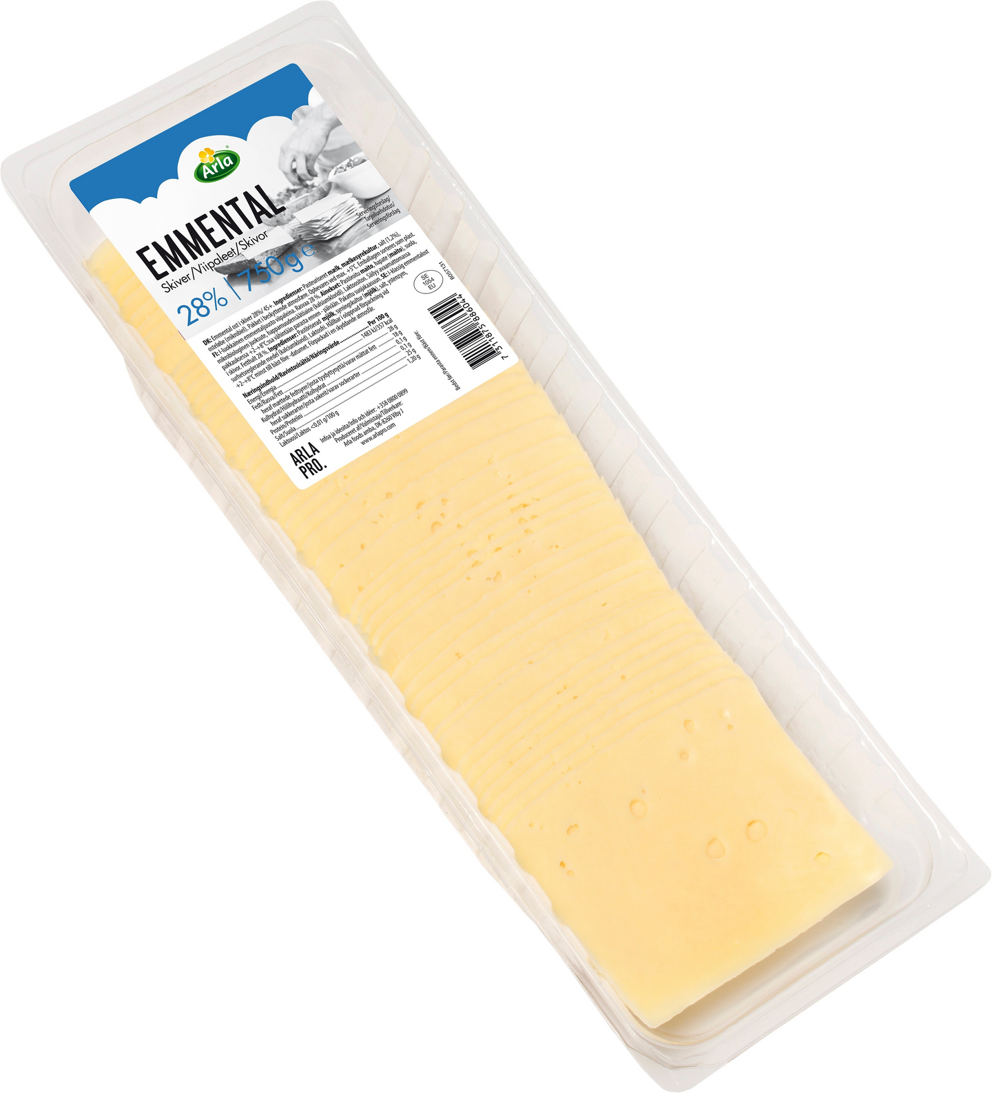 Arla Pro Emmental 50x15g 750g 28% viipalejuusto