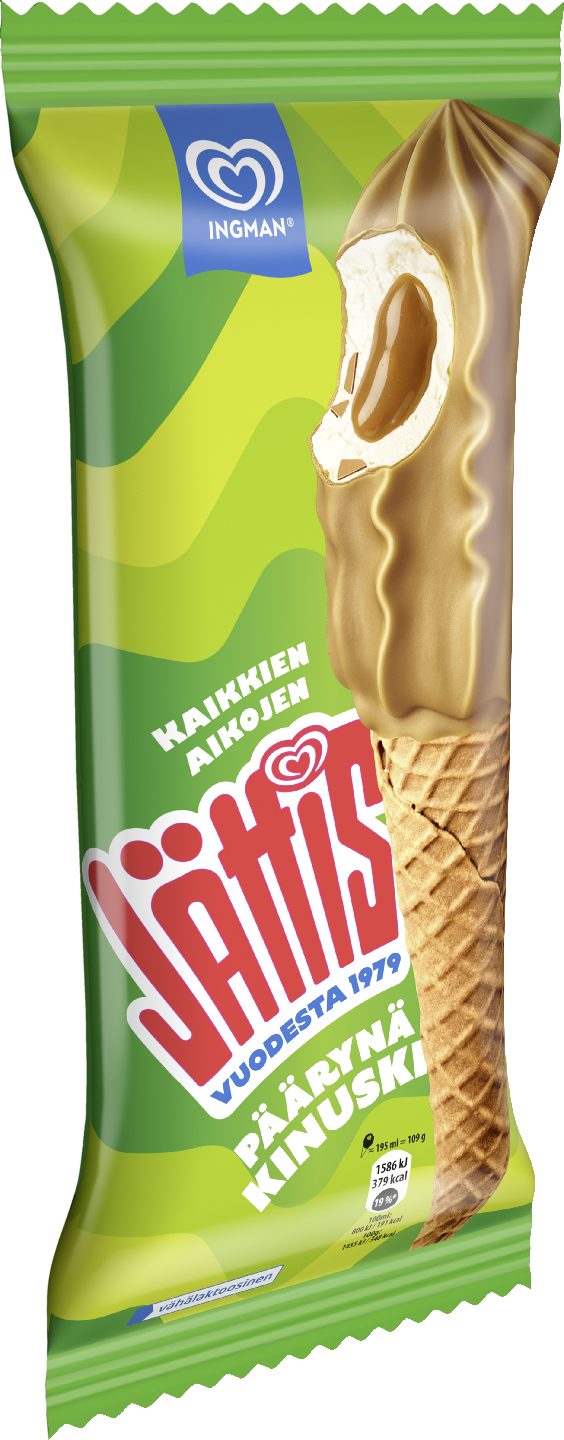 Jättis Päärynä-Kinuski Jäätelötuutti 195ml/109g