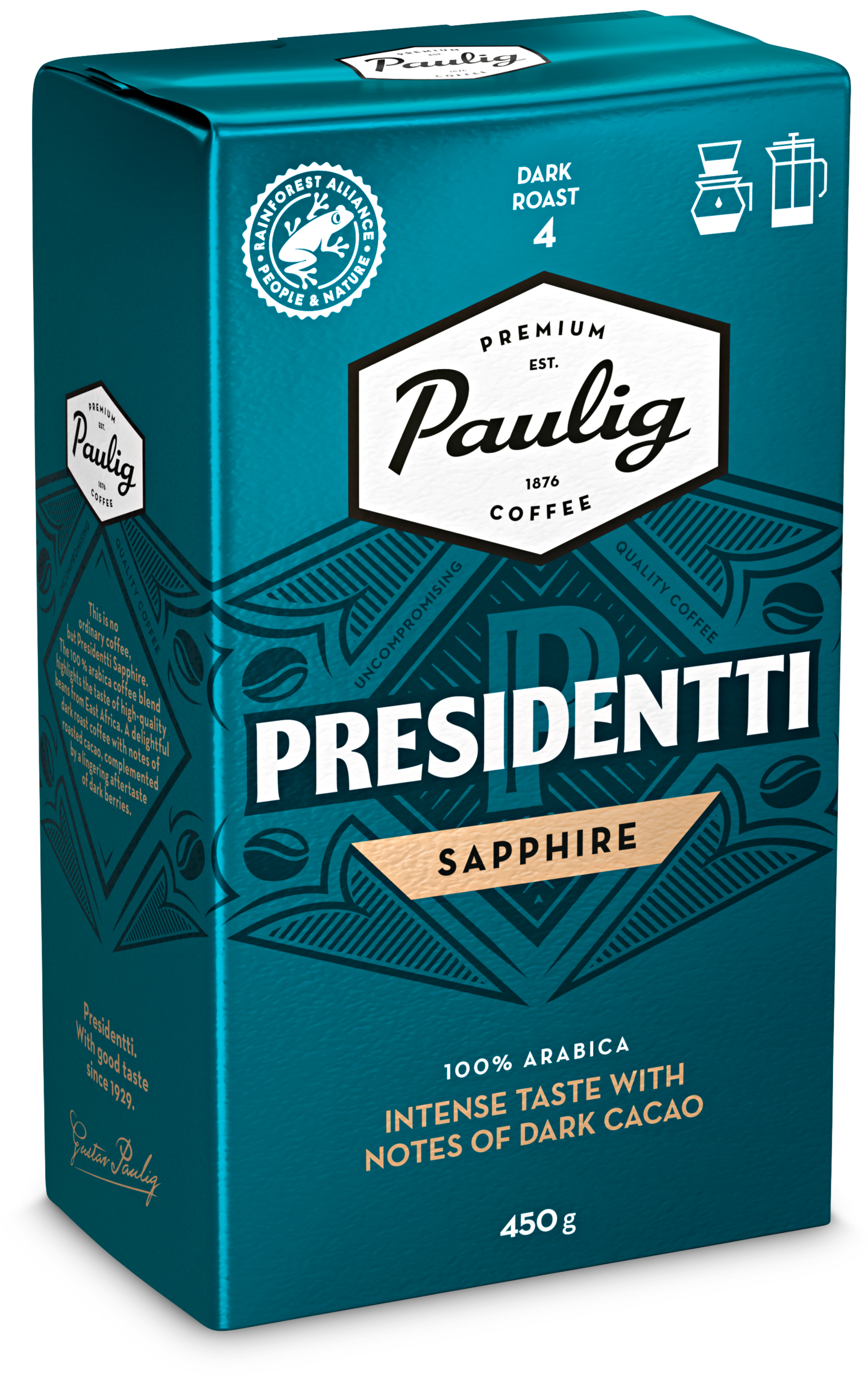 Presidentti Sapphire kahvi suodatinjauhatus 450g