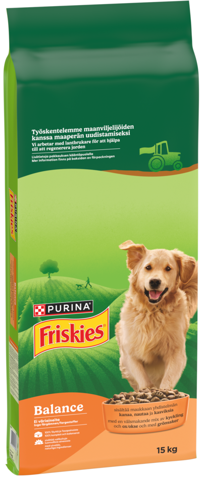 Friskies koiran kuivaruoka 15kg Balance Kana ja kasvikset