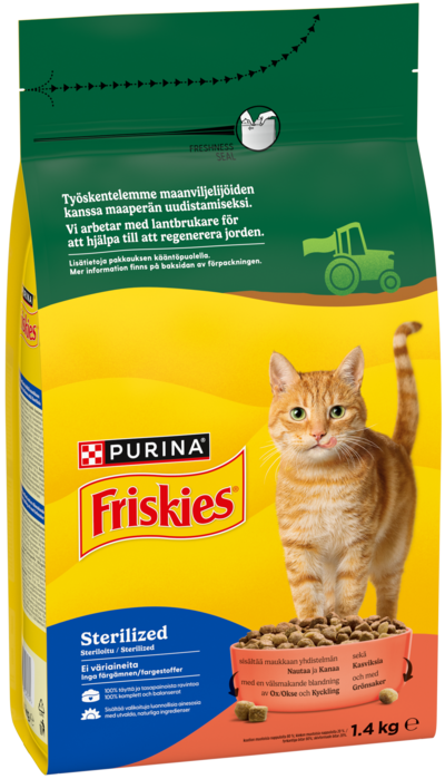 Friskies 1,4kg Sterilised Cats Nautaa ja Kasviksia kissanruoka