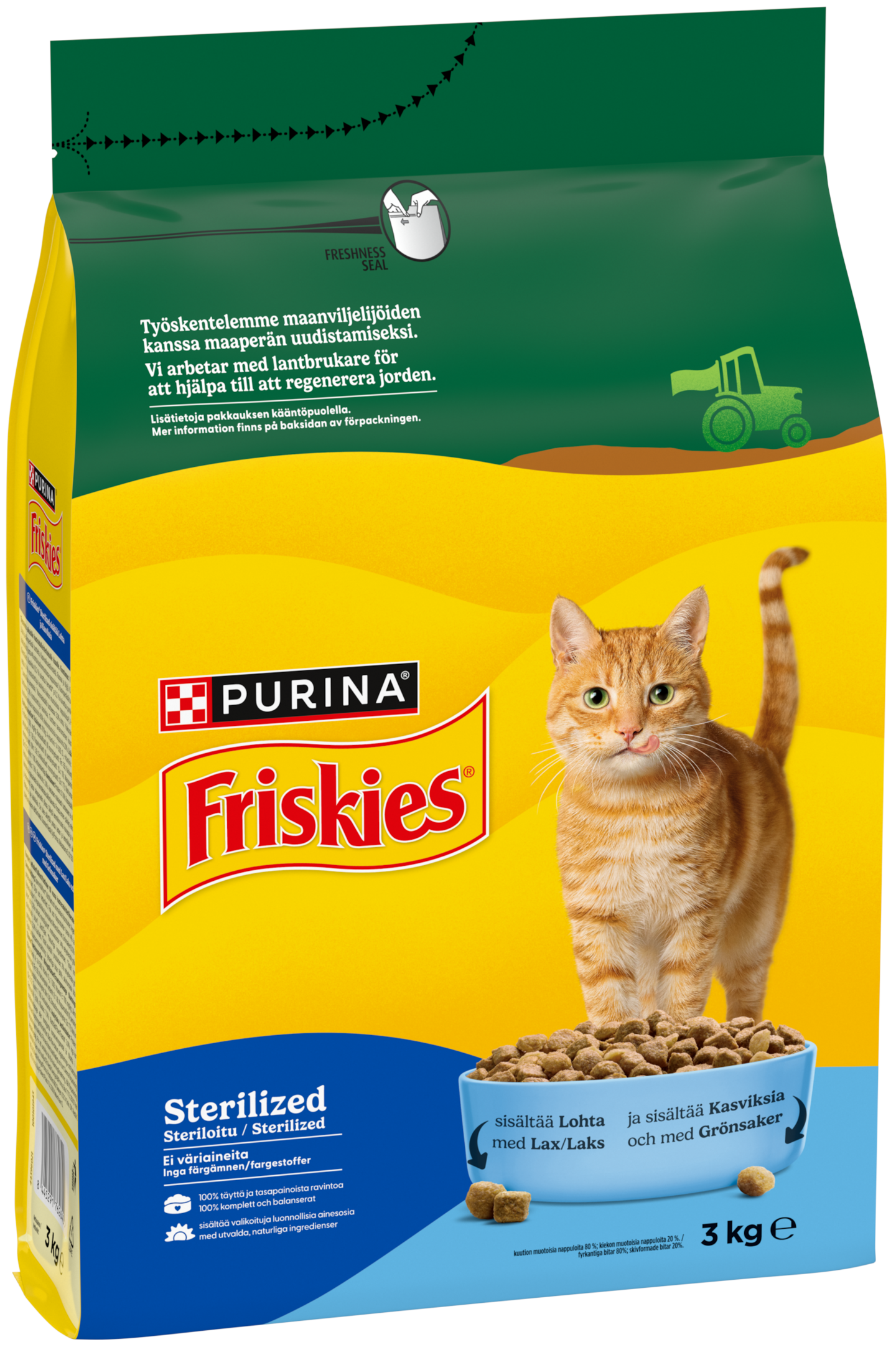 Purina Friskies Sterilized Adult kuiva kissanruoka sisältää lohta ja kasviksia 3kg