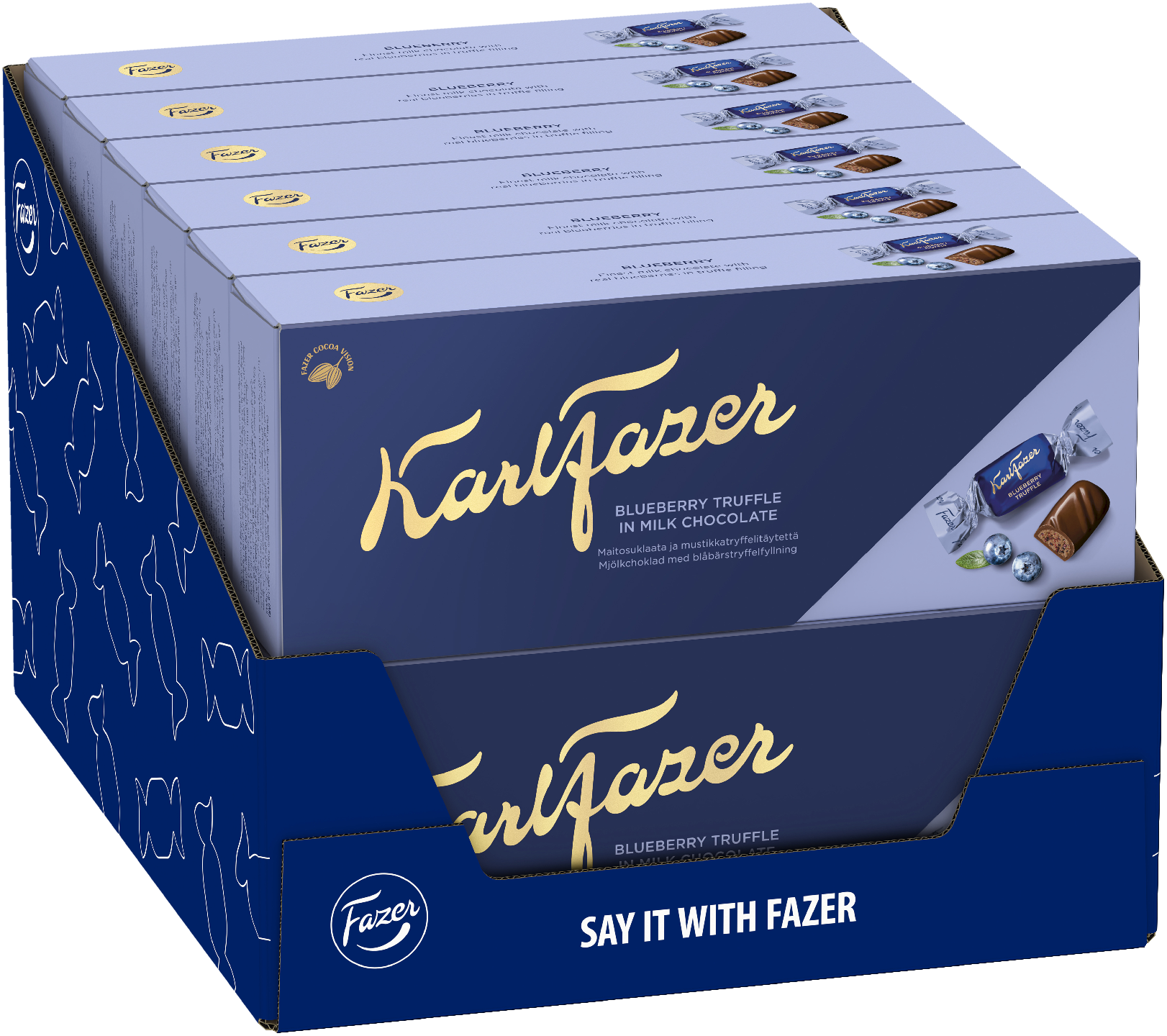 Karl Fazer Mustikkatryffelitäytteisiä maitosuklaakonvehteja 250g