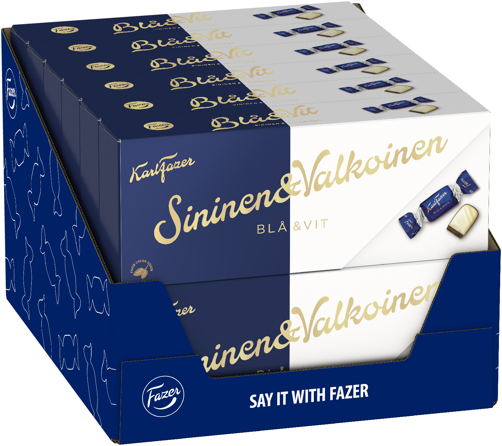 Karl Fazer maitosuklaa ja valkosuklaa konvehteja 250g