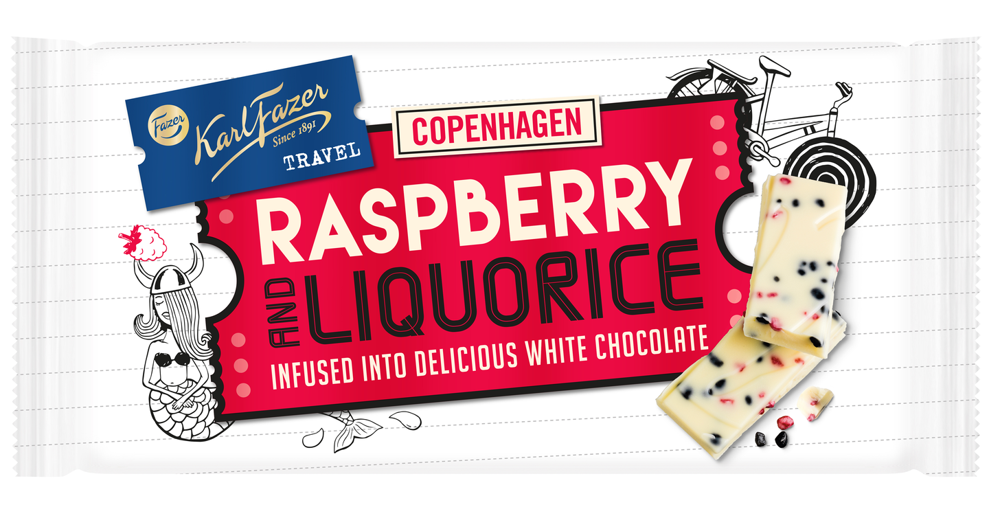 Fazer Copenhagen suklaalevy 130g raspberry & liquorice | K-Ruoka ...