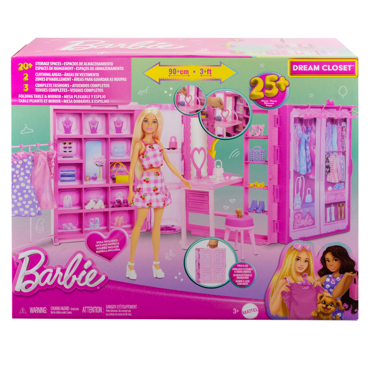 Barbie Fashion Fun unelmien vaatekaappi ja nukke