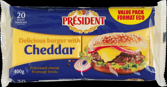 Président cheddar sulatejuustoviipaleet 400g