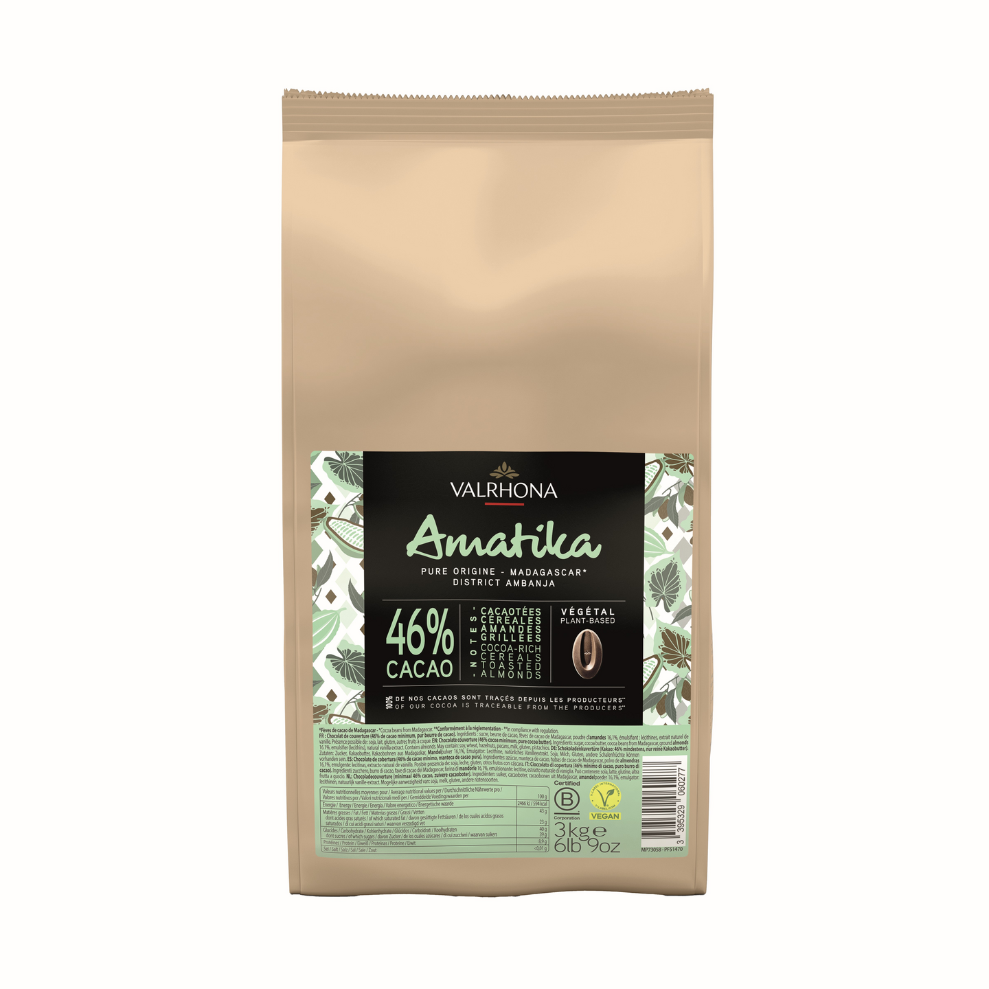 Valrhona Amatika 46% suklaanappi 3kg vegaaninen