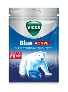 Vicks kurkkupastilli 72g blue active sokeriton