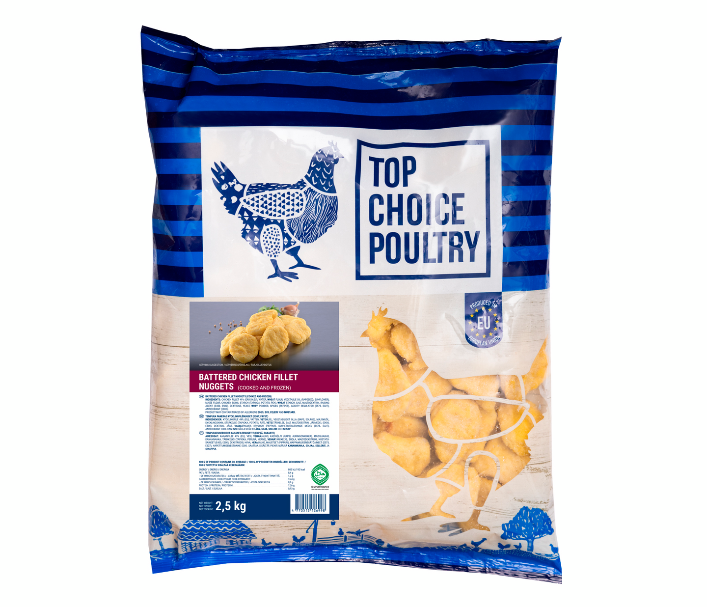 Top Choice poultry Tempura kanan rintafilee nugetti 2,5kg pakaste