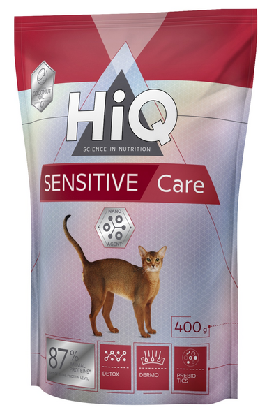 HiQ Sensitive Care kissojen täysravinto 400g