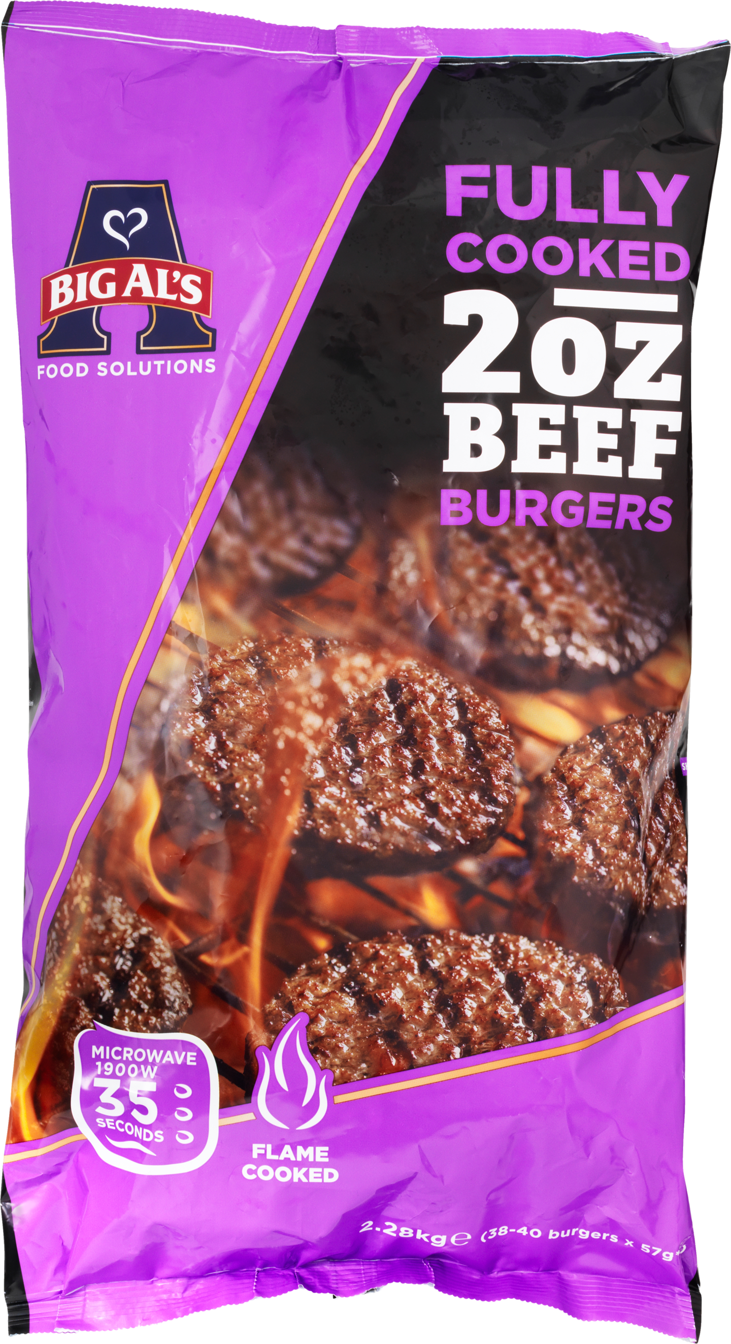 Big Al's hiiligrillatut hampurilaispihvit kypsä 40x57g pakaste