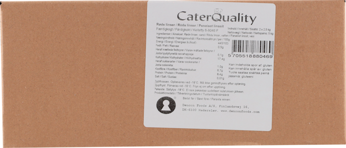 Cater Quality lisäaineeton punaiset linssit keitetty 2x2,5kg pakaste