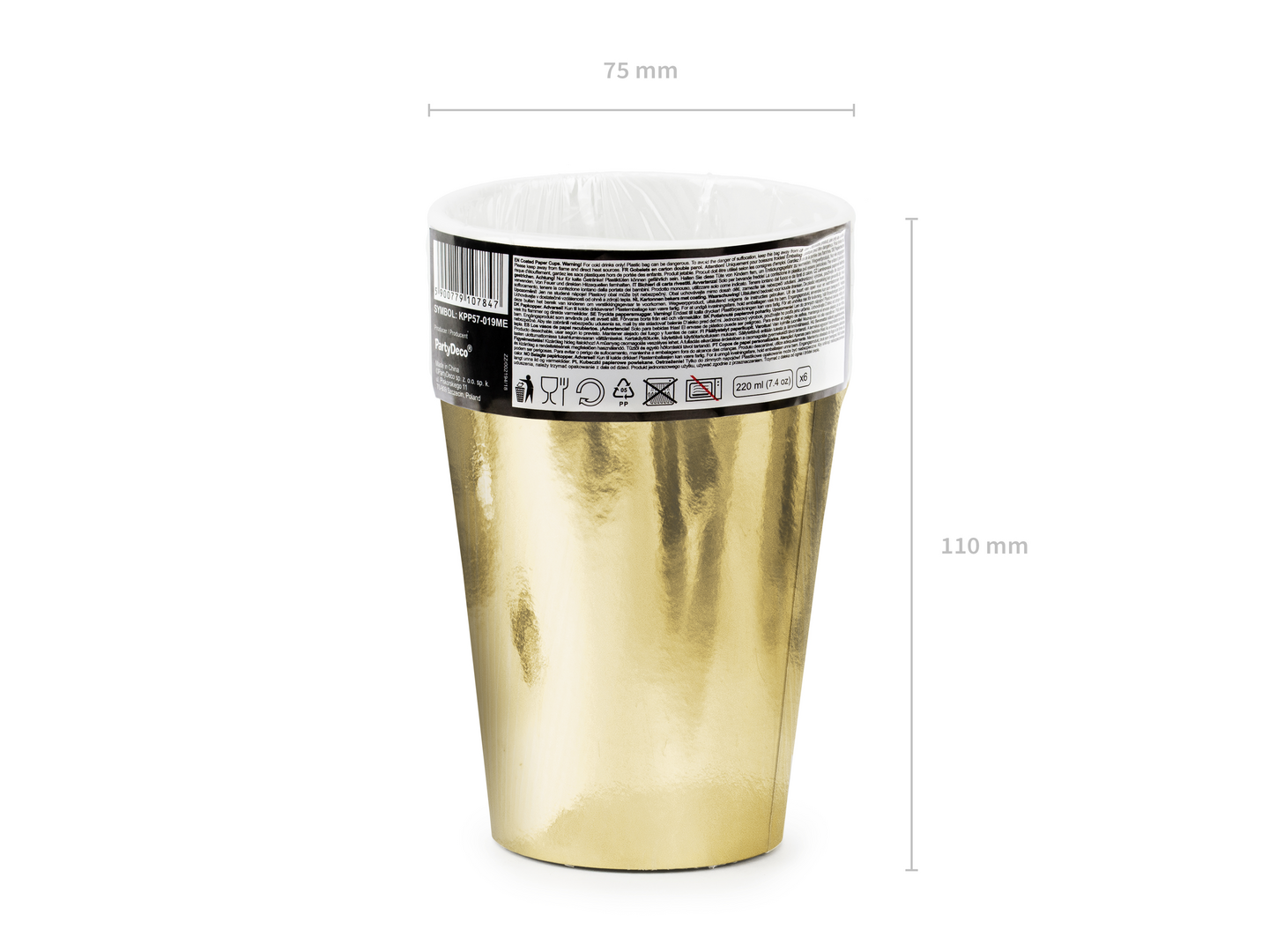 Kartonkimuki 6kpl 220ml korkeakiilto-kulta