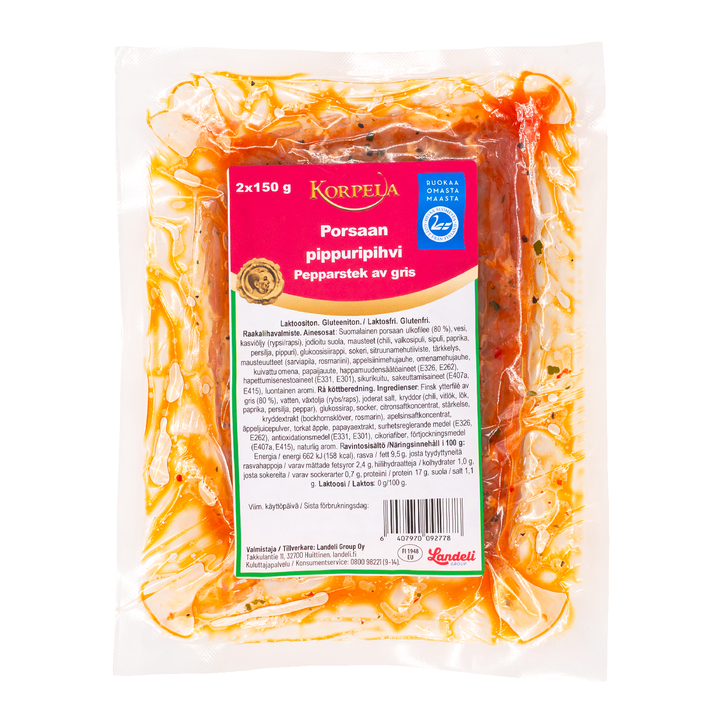 Korpela porsaan pippuripihvi 2x150g
