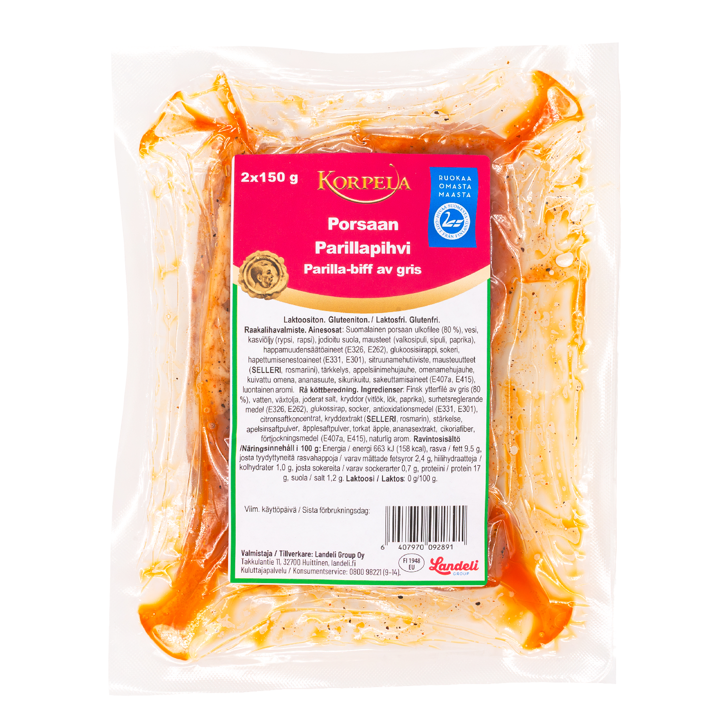 Korpela porsaan parillapihvi 2x150g