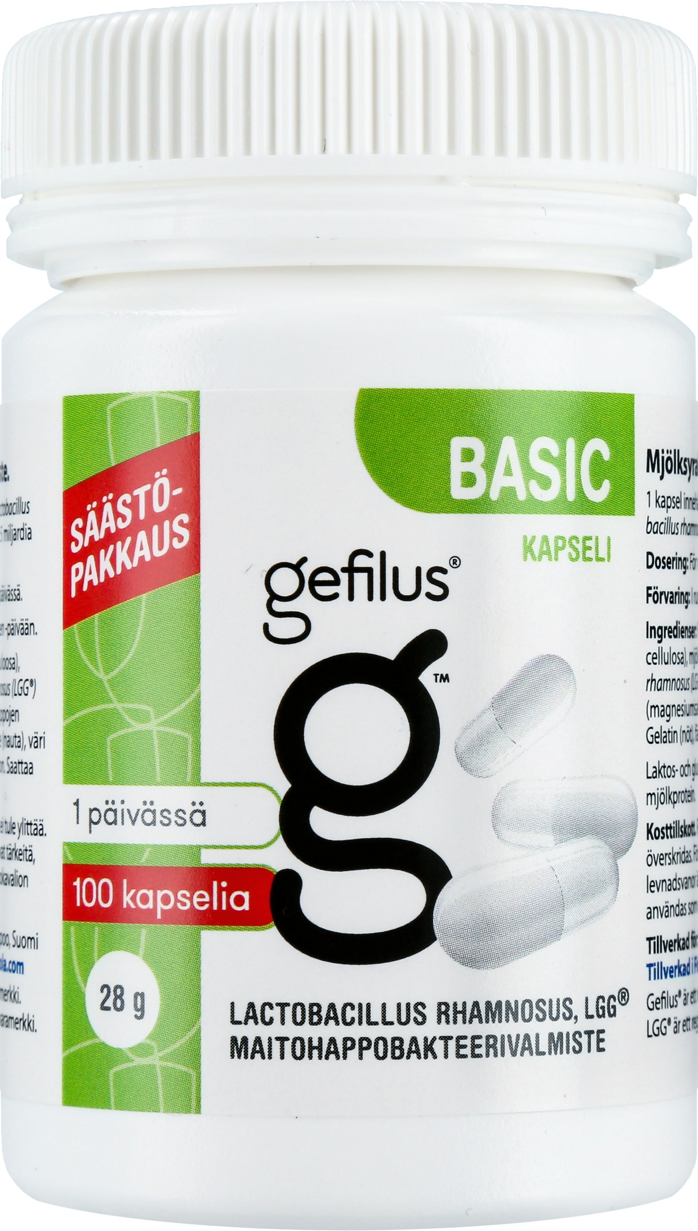 Gefilus Basic maitohappobakteeri 100kapselia 28g