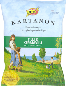 Taffel Kartanon sipsi 180g tilli&kermaviili maustettu perunalastu