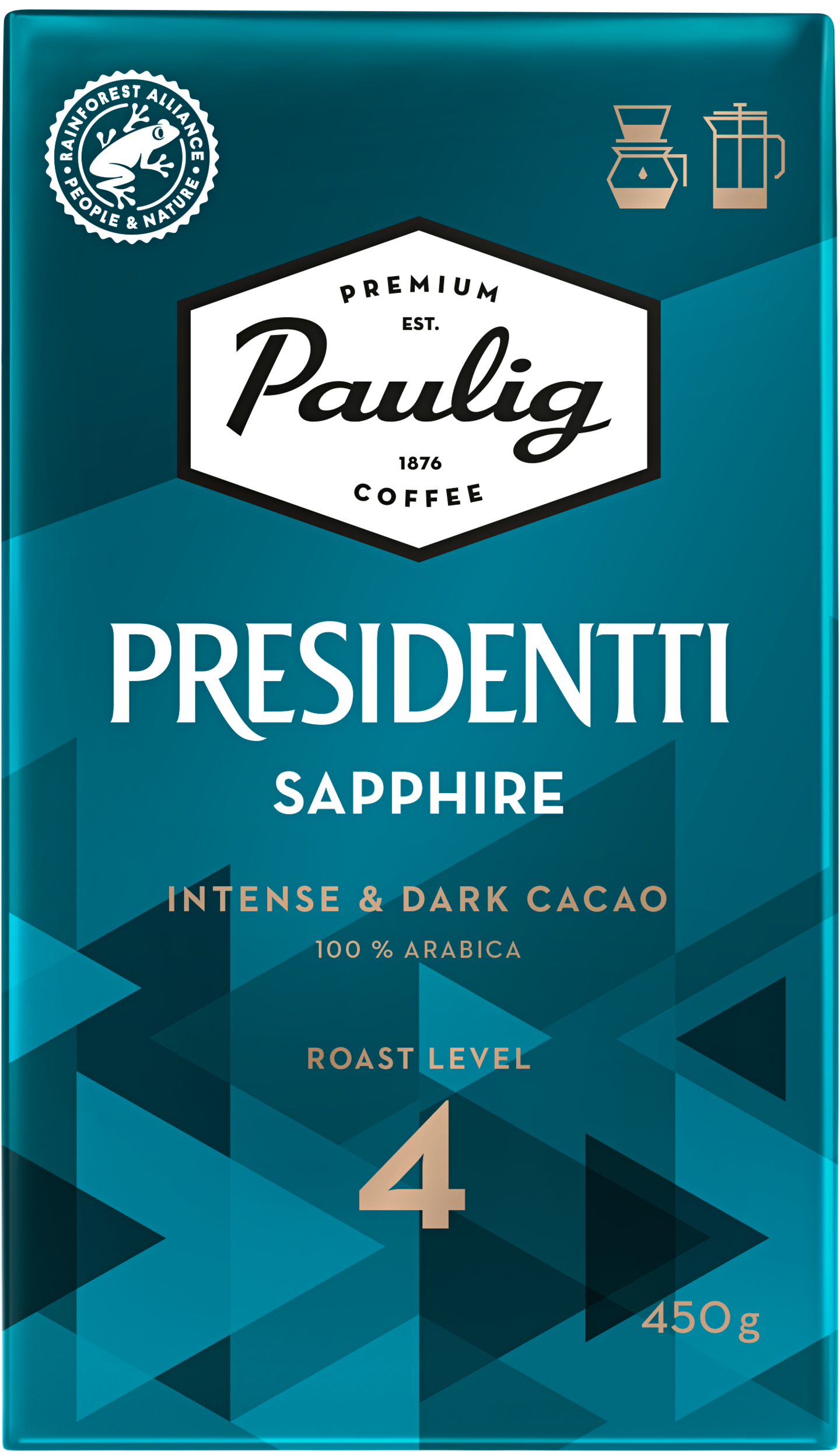 Presidentti Sapphire kahvi suodatinjauhatus 450g RFA