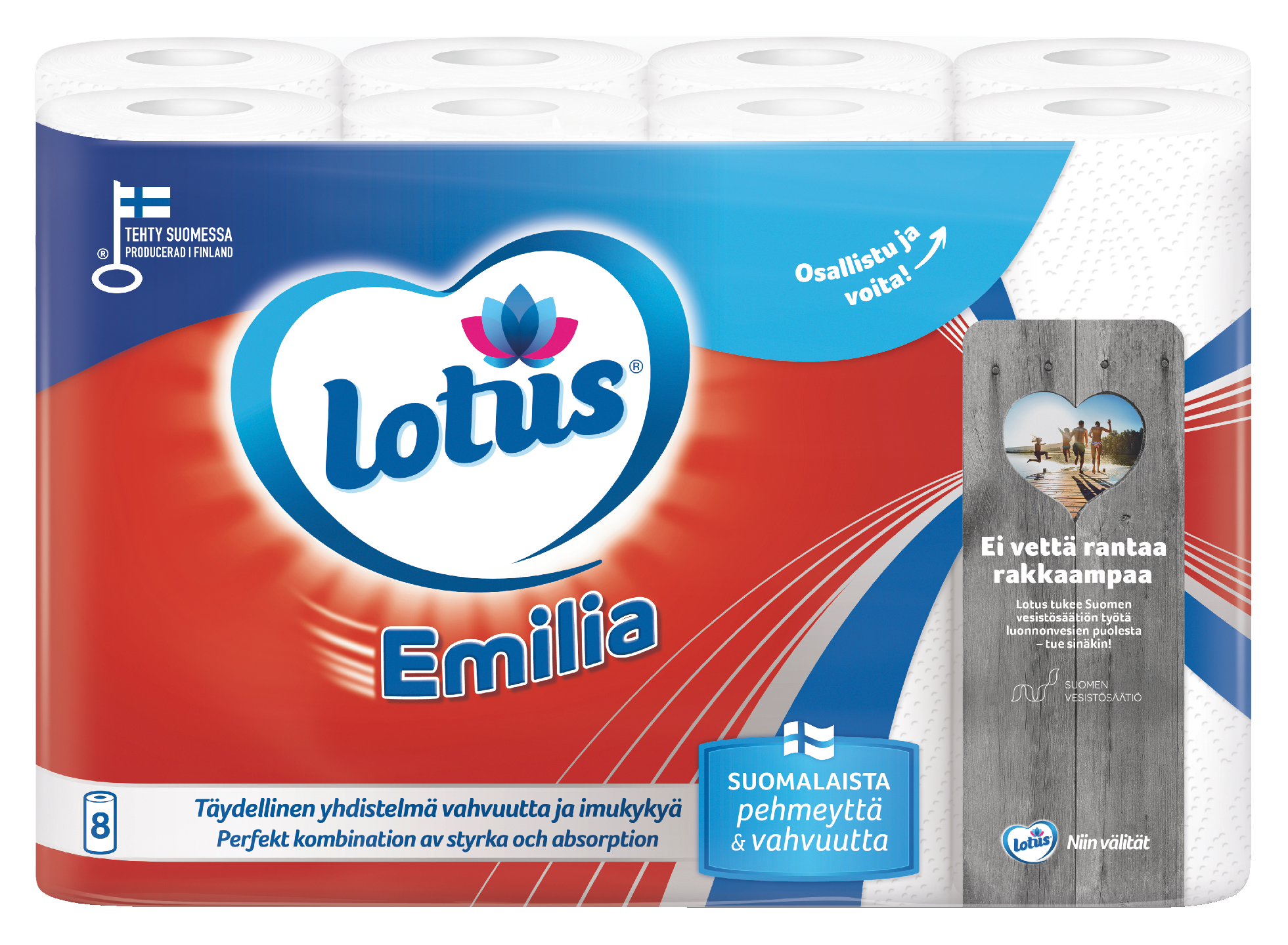 Lotus Emilia 8 rll talouspyyhe perhepakkaus valk