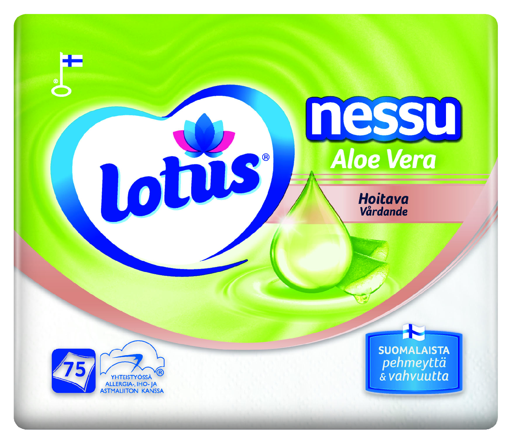 Lotus Nessu nenäliina 75 kpl aloe vera