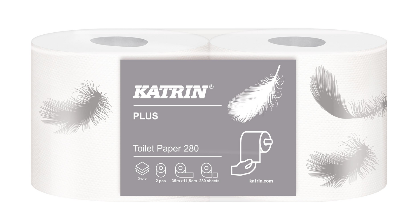 Katrin Plus Toilet 280 wc-paperi 3-krt valkoinen 400kpl