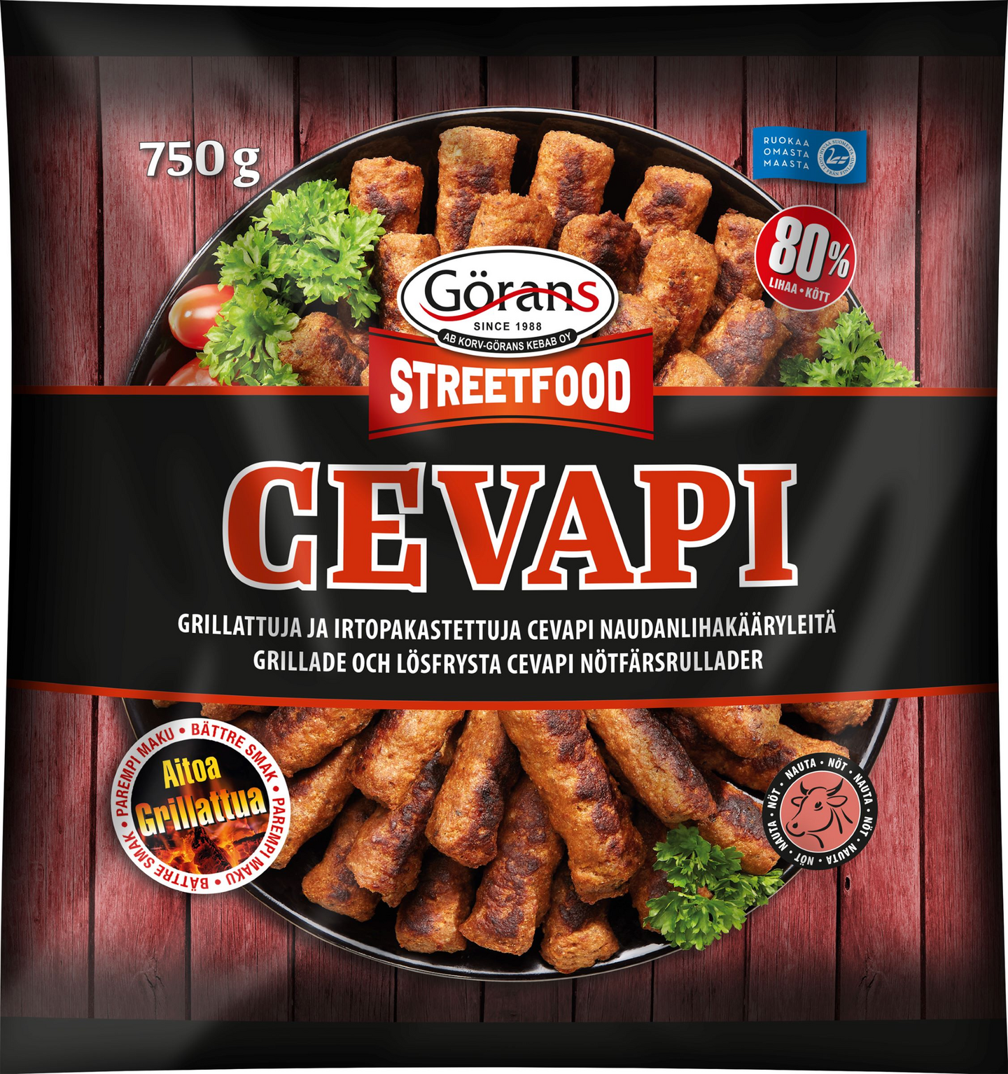Korv Görans Streetfood Cevapi naudanlihaääryle 750g pakaste
