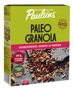 Paulúns Paleo granola 350g hasselpähkinä,manteli ja vadelma