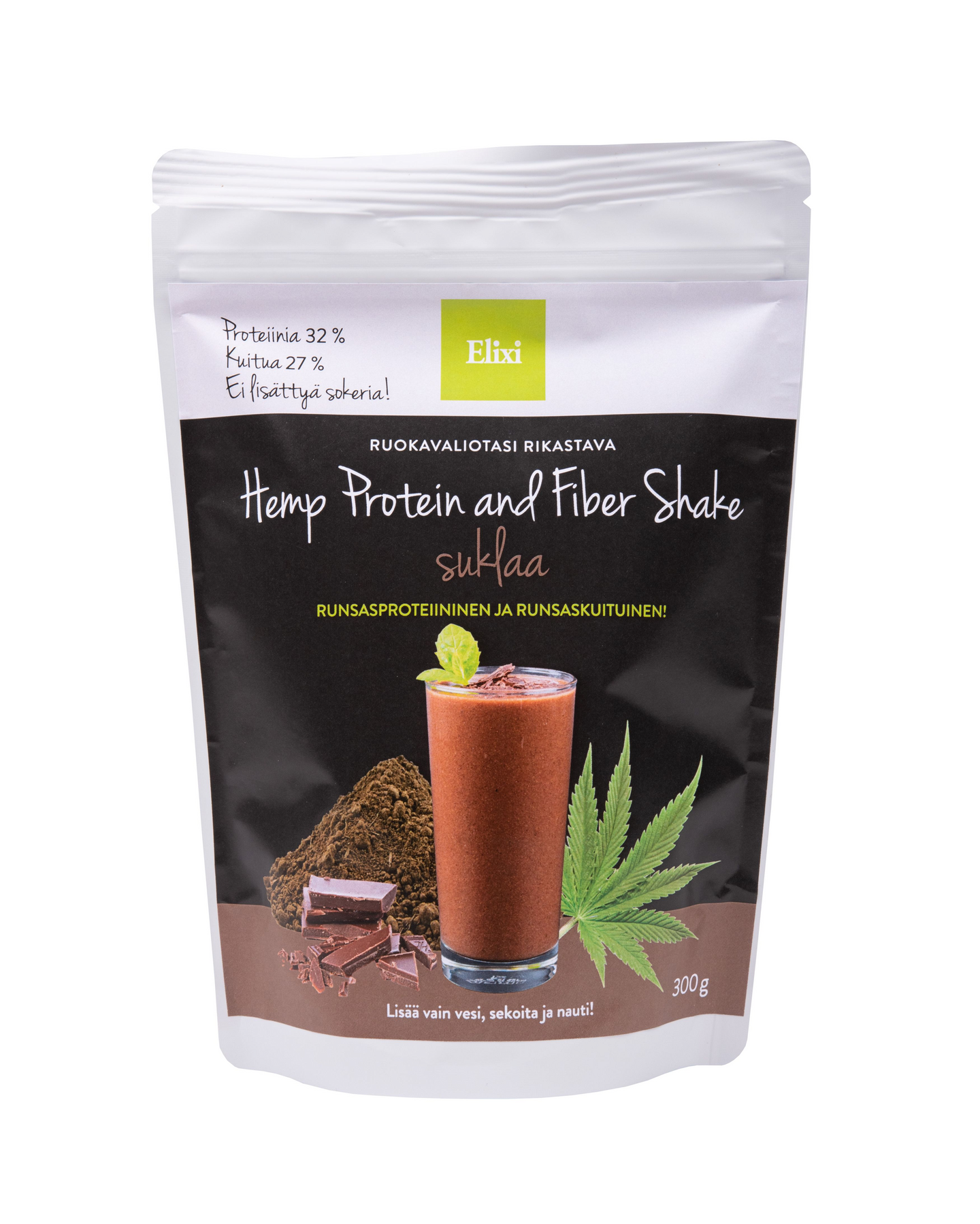 Elixi Hemp protein and fiber shake 300 g suklaa