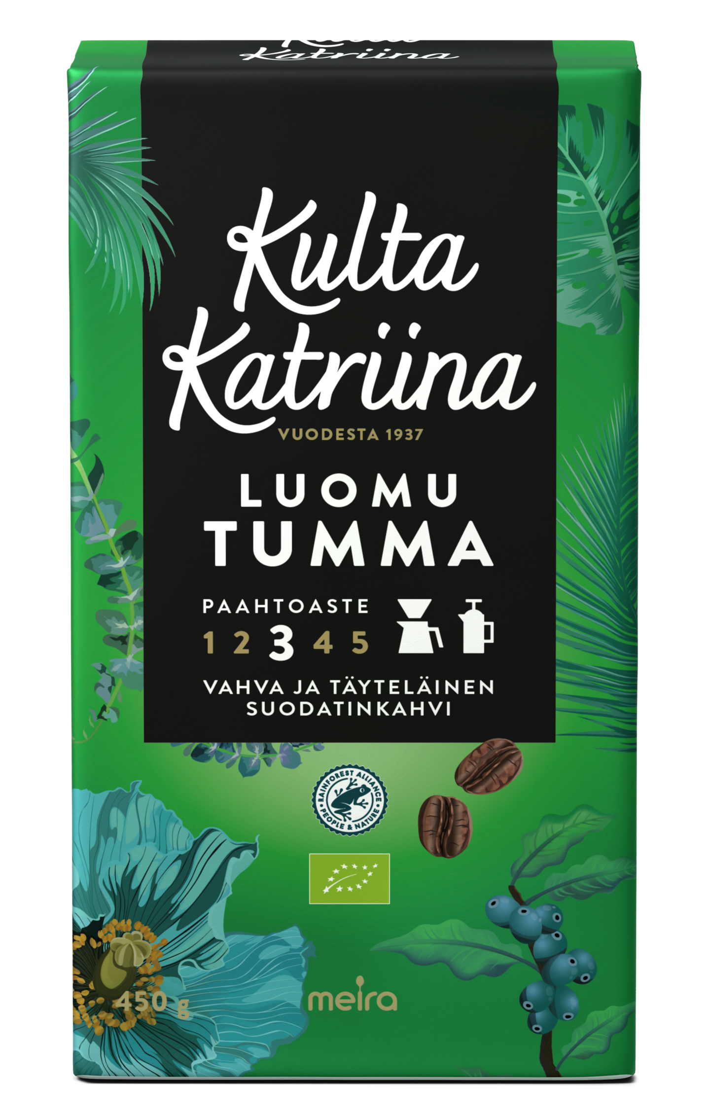 Kulta Katriina Luomu tumma paahto suodatinkahvi 450g RFA