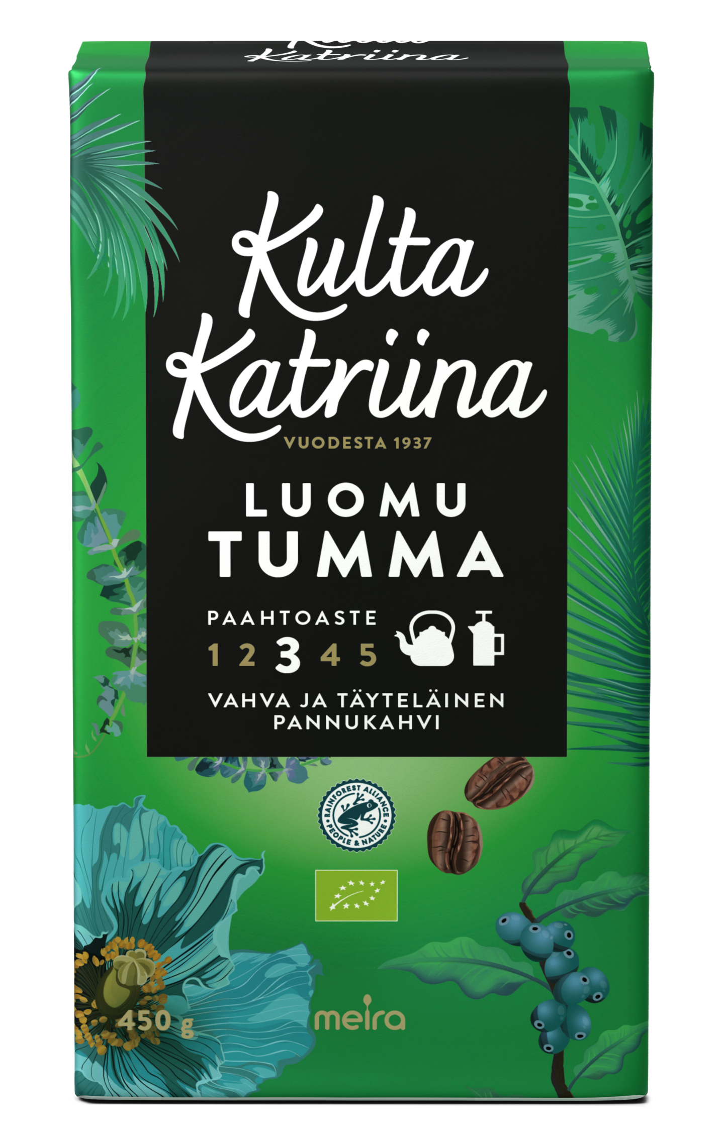 Kulta Katriina Luomu tumma paahto pannukahvi 450g RFA