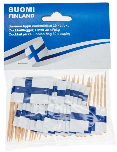Suomen lippu cocktailtikut 30 kpl/pkt