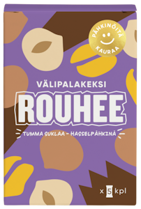 Rouhee välipalakeksi 5x30g tumma suklaa-hasselpähkinä