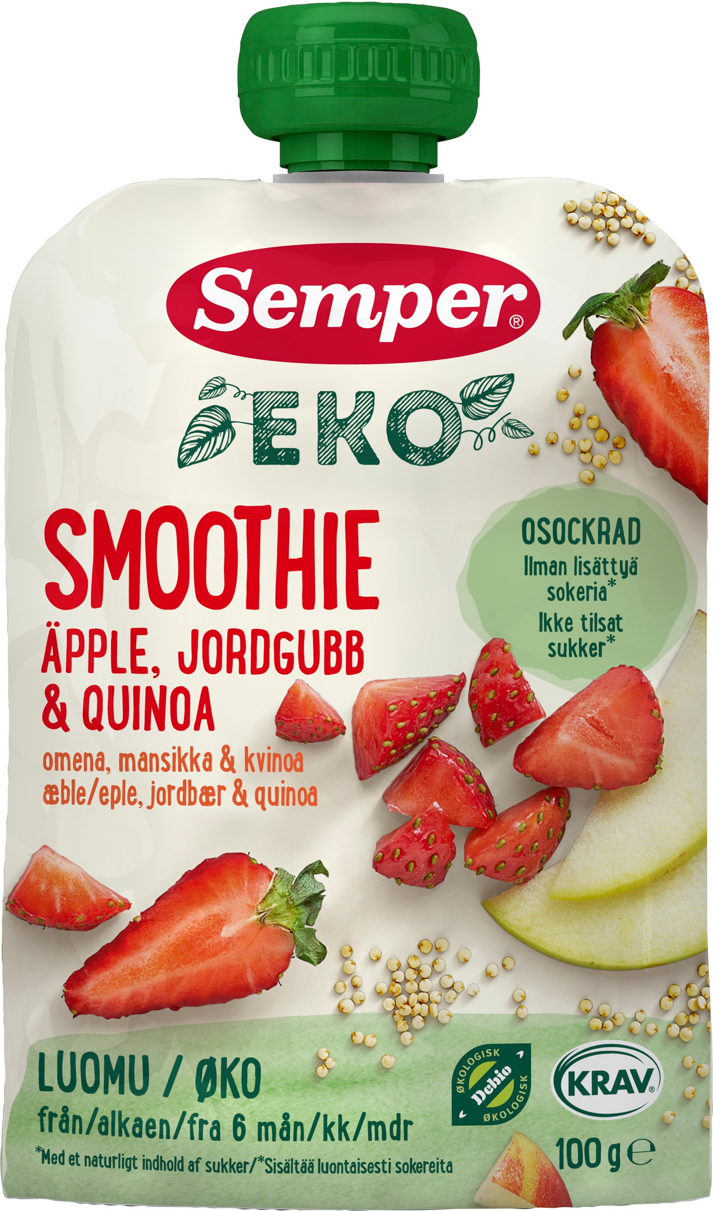 Semper Luomu Smoothie omena, mansikka & kvinoa 100g alkaen 6kk —  HoReCa-tukku Kespro