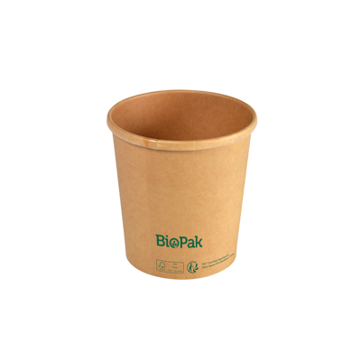 Biopak Ronda Short kulho ruskea 480ml Ø97mm, korkeus 100mm 25kpl