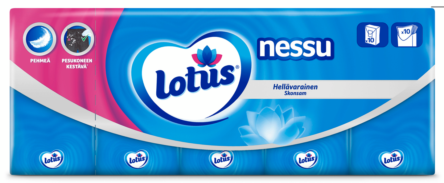 LOTUS Nessu nenäliina taskupakkaus 10x10 kpl