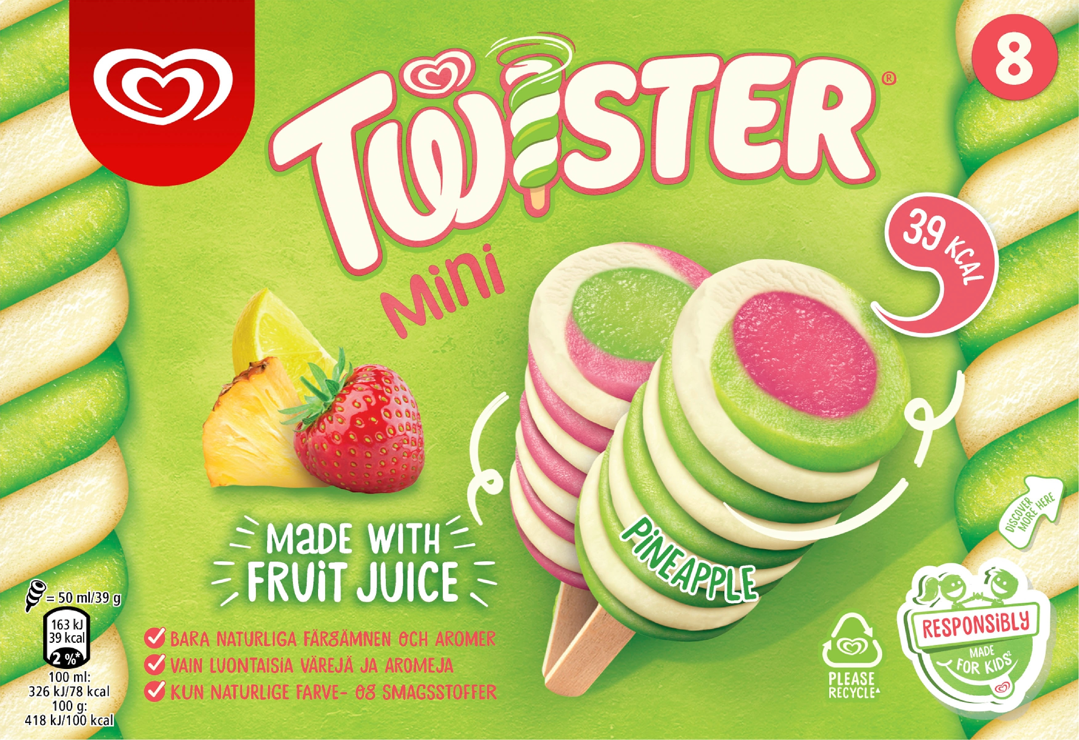 Twister 8x50ml Ananas-mansikka-lime
