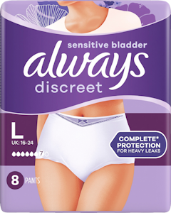 Always Discreet Complete Protection Plus L inkontinenssialushousut 8kpl