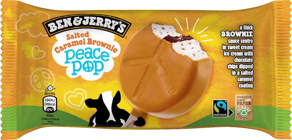 Ben & Jerry's jäätelöpuikko Salted Caramel Brownie Peace Pop 80ml/69g —  HoReCa-tukku Kespro