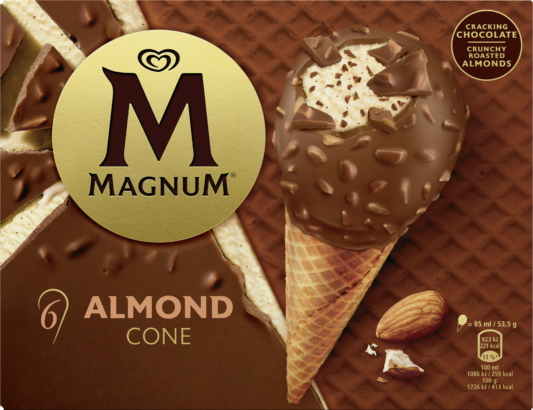 Magnum  Mini Almond Jäätelötuutti Monipakkaus  510ml/321g 6kpl
