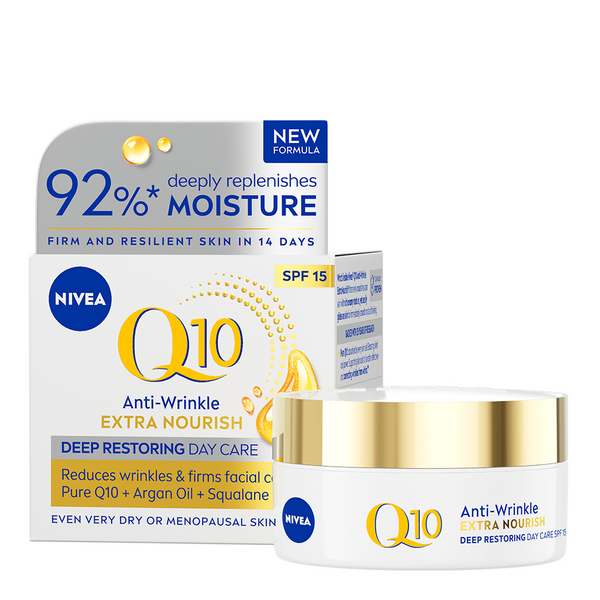NIVEA 50ml Q10 Anti-Wrinkle Extra Nourish Deep Restoring Day Cream SK15 -päivävoide