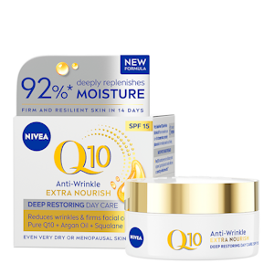 NIVEA 50ml Q10 Anti-Wrinkle Extra Nourish Deep Restoring Day Cream SK15 -päivävoide