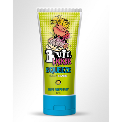 Satatukku Brain Licker Squeeze 80 g, Flytande konfekt med hallon, äppel och körsbärs smak.
