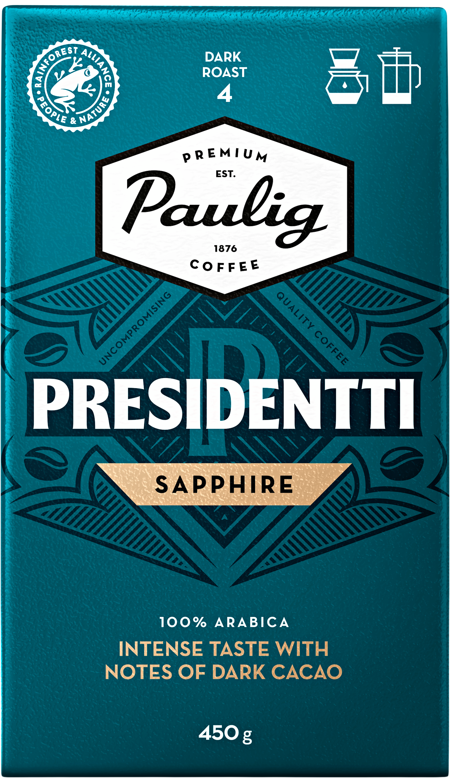 Presidentti Sapphire kahvi suodatinjauhatus 450g RFA