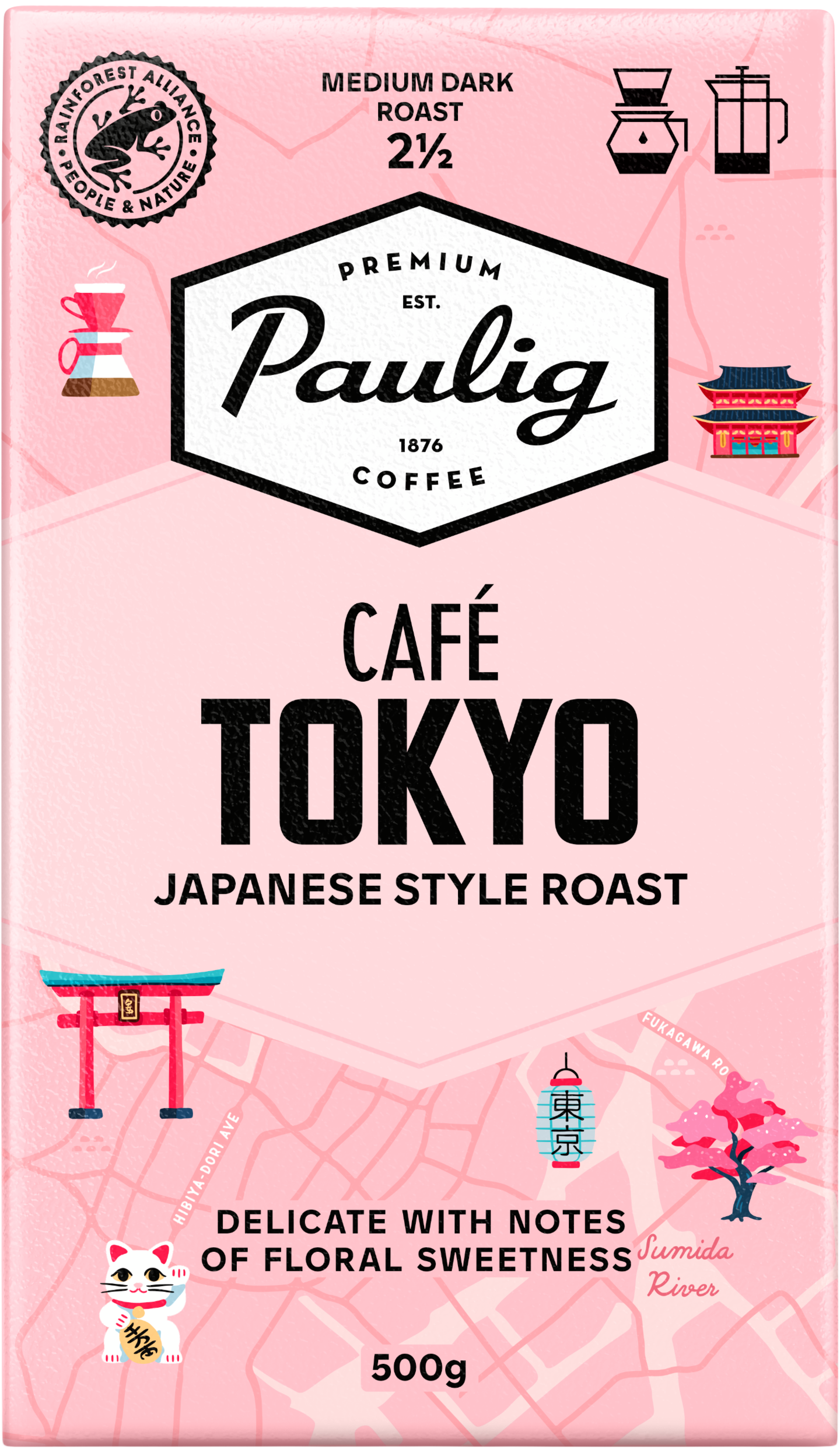 Paulig Café Tokyo suodatinjauhettu kahvi 500g RFA
