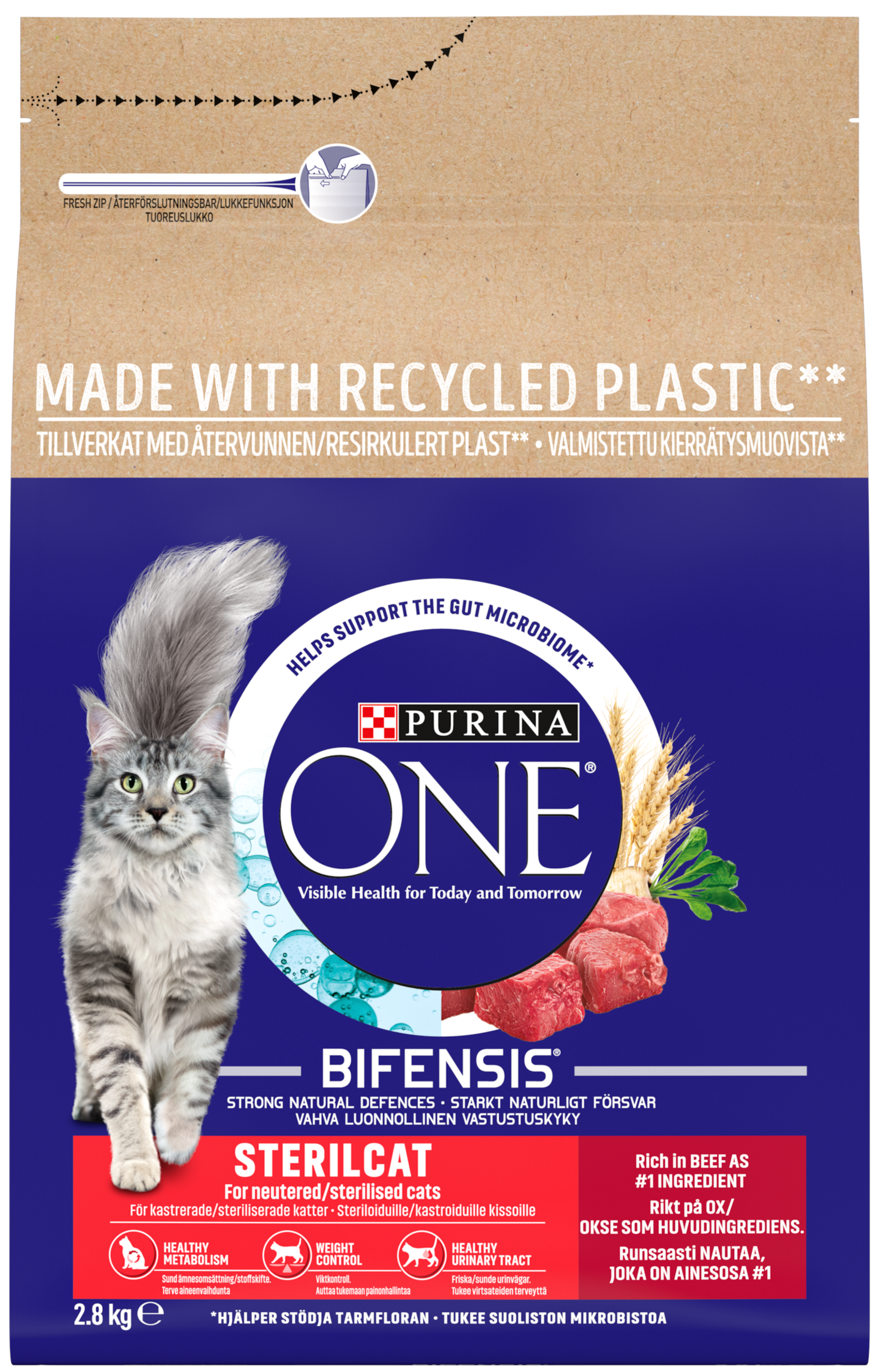 Purina ONE 2,8kg Sterilcat nauta ja vehnä kissanruoka