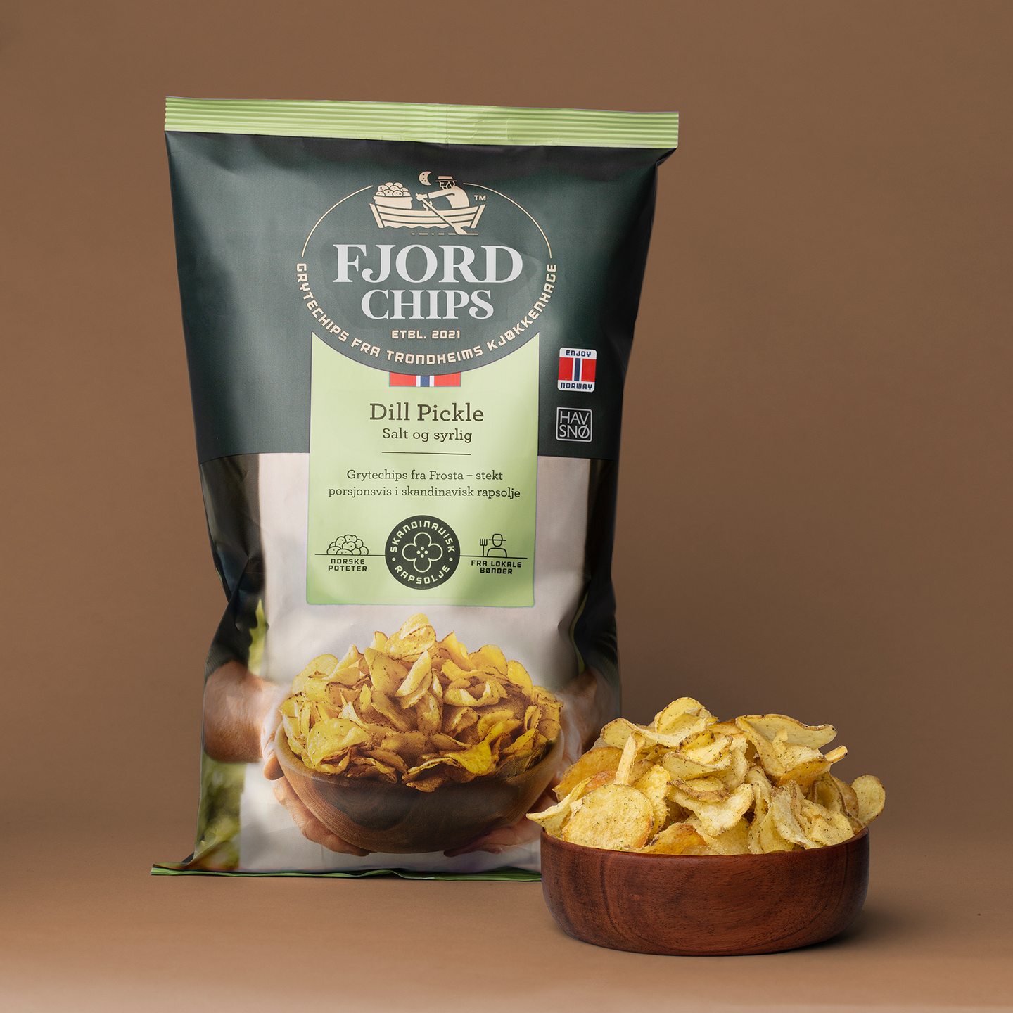 FjordChips Dill Pickle perunalastut tilli ja suolakurkku 150g